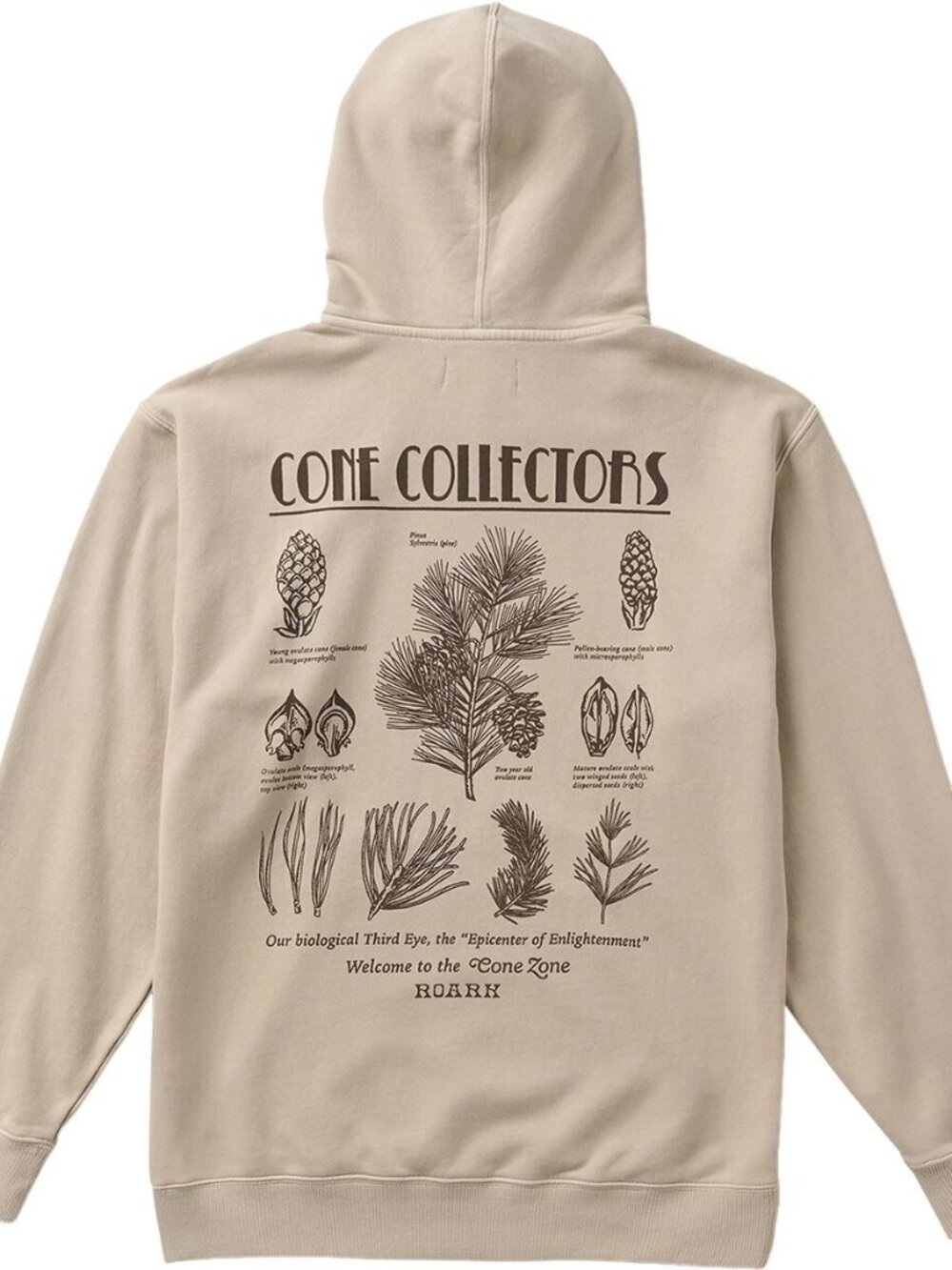 Roark Men's Cone Collectors Fleece Hoodie Color Fossil Size L NWT